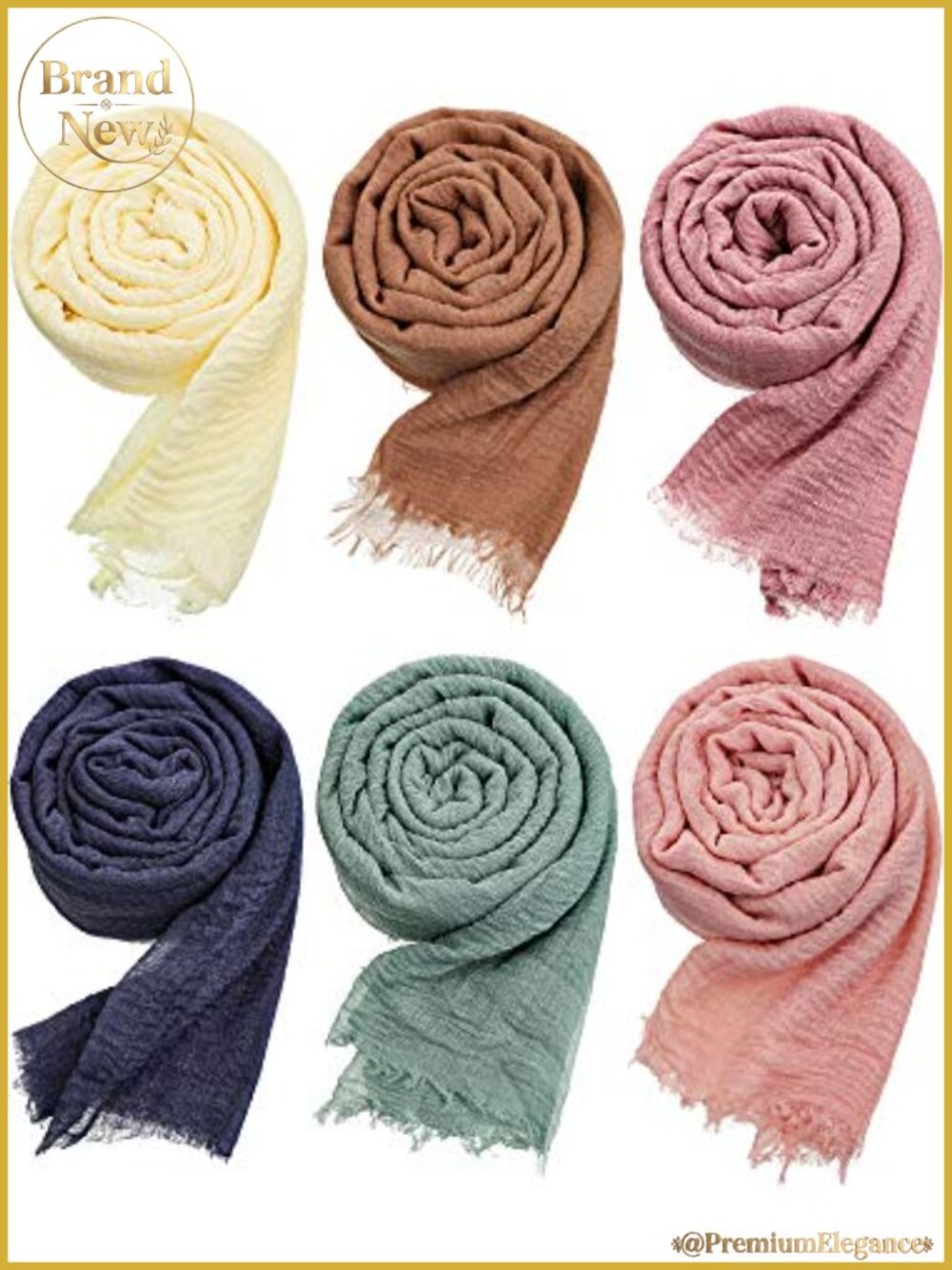 Cotton Hemp Scarf Shawl Wrap Set 6 Pcs Oversized Multi-Use Women